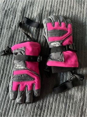 Kombi Pink and Gray Insulated Winter Ski Gloves | Junior Small